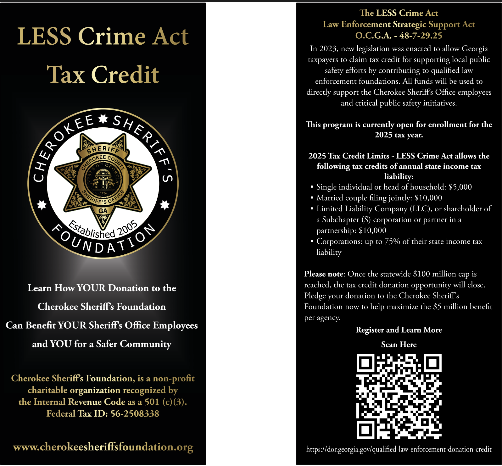 Georgia LESS Crime Act tax credit program logo